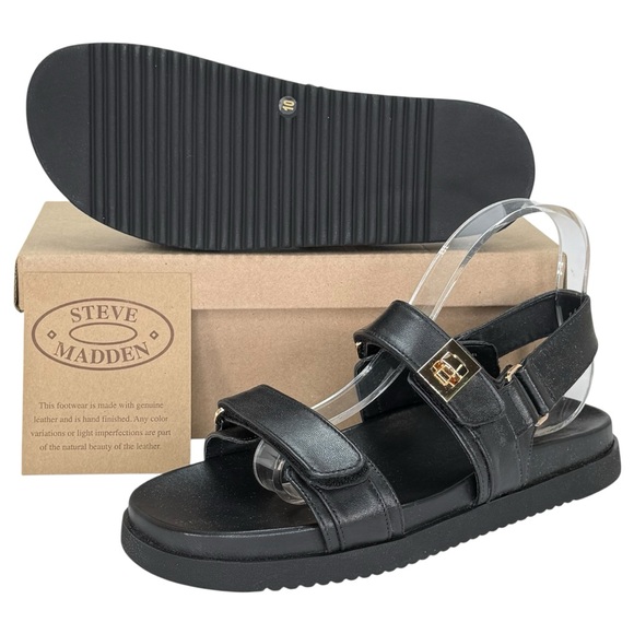 Steve Madden Mona Black Leather Slingback Womens Sandals Size 10M - Picture 12 of 14